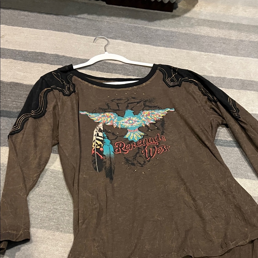 Panhandle Slim Brown Graphic Long Sleeve Shirt